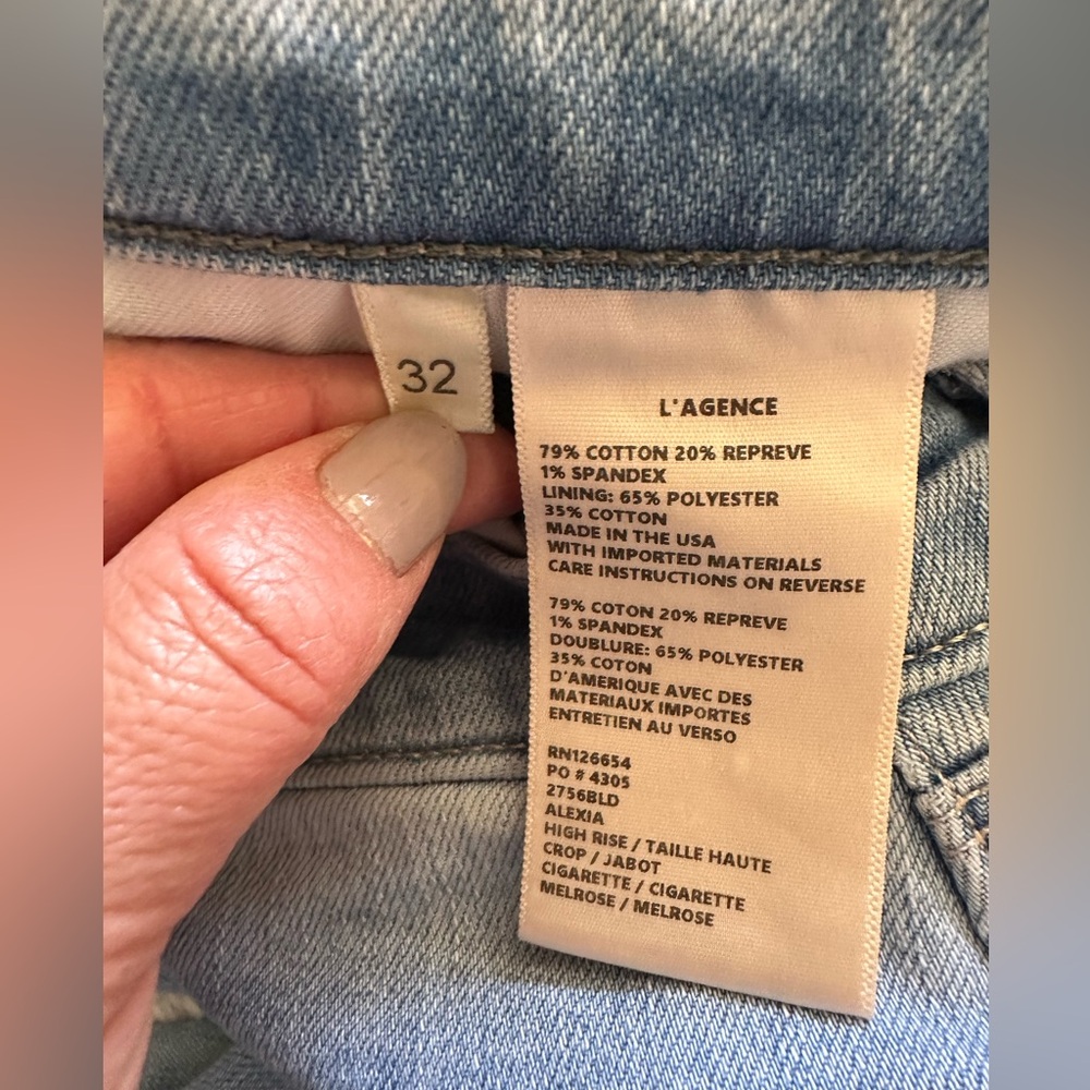 Women’s L’Agence Light Wash Blue Straight Leg Jeans Stretch High Rise Size 32 - Picture 6 of 9